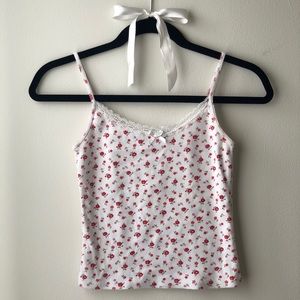 Brandy Melville Floral Lace Trim Tank
